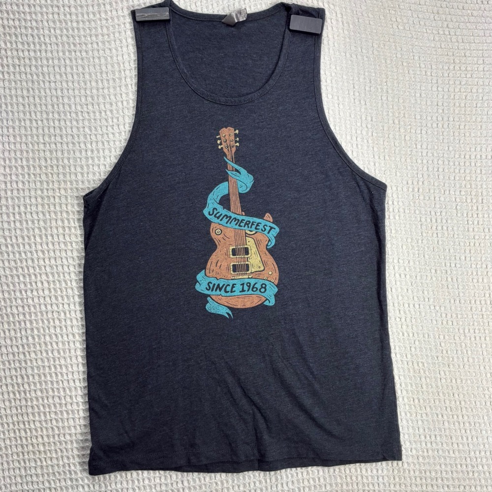 Music Mens Next Level Summerfest Guitar Graphic Tank Top M Gray